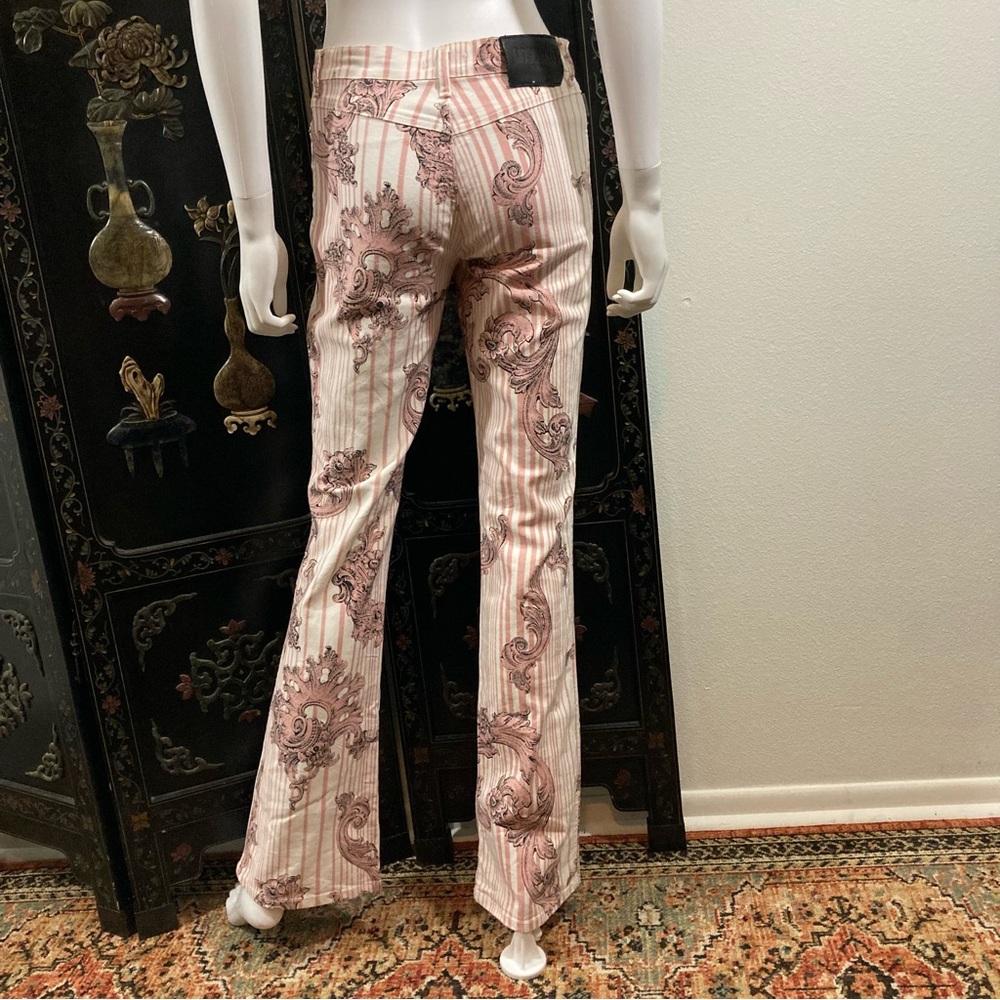 Moschino Jeans Pink Striped Boot Cut Printed Pants - Picture 8 of 12